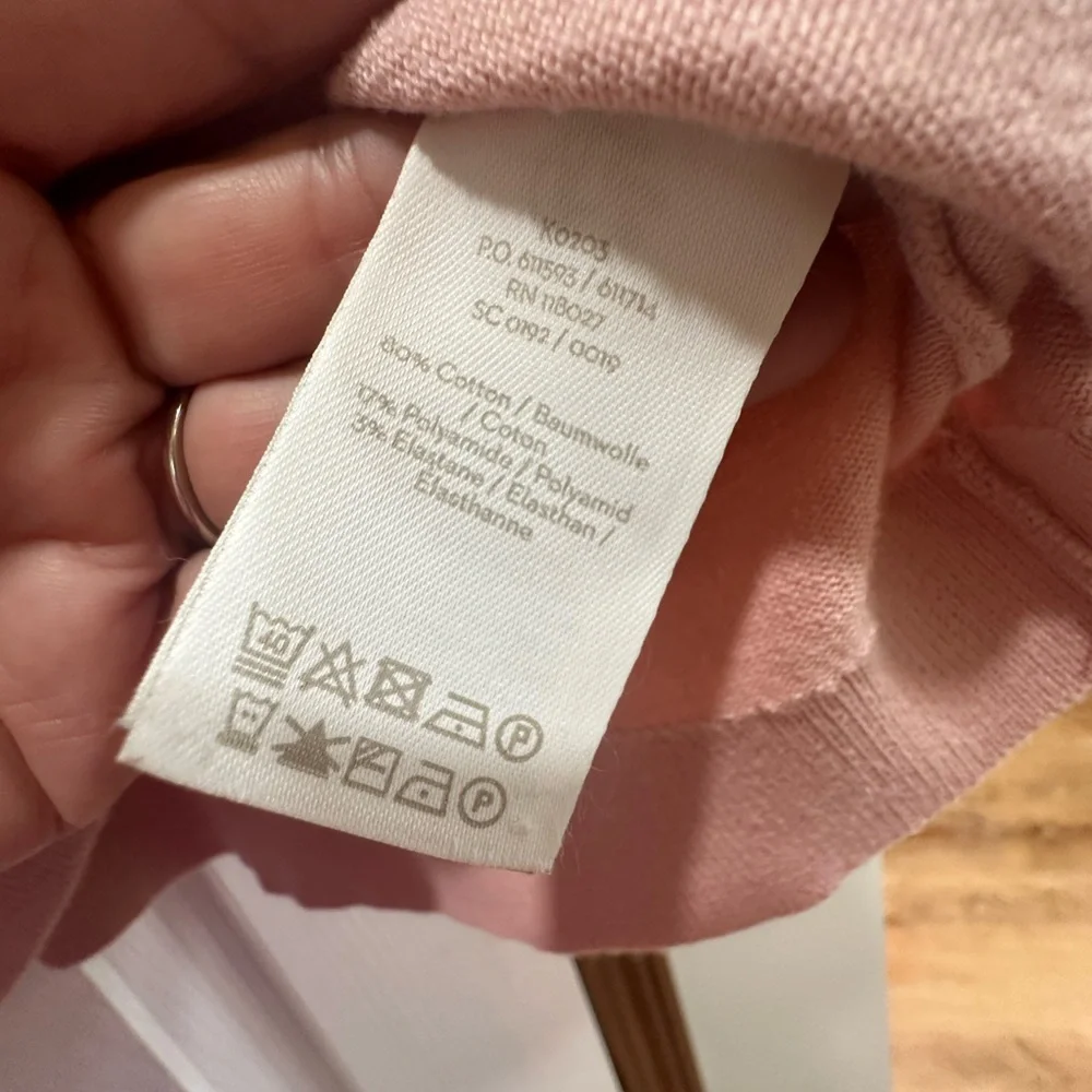 Boden Pink Crew Neck Sweater with Striped Trim - Picture 5 of 5